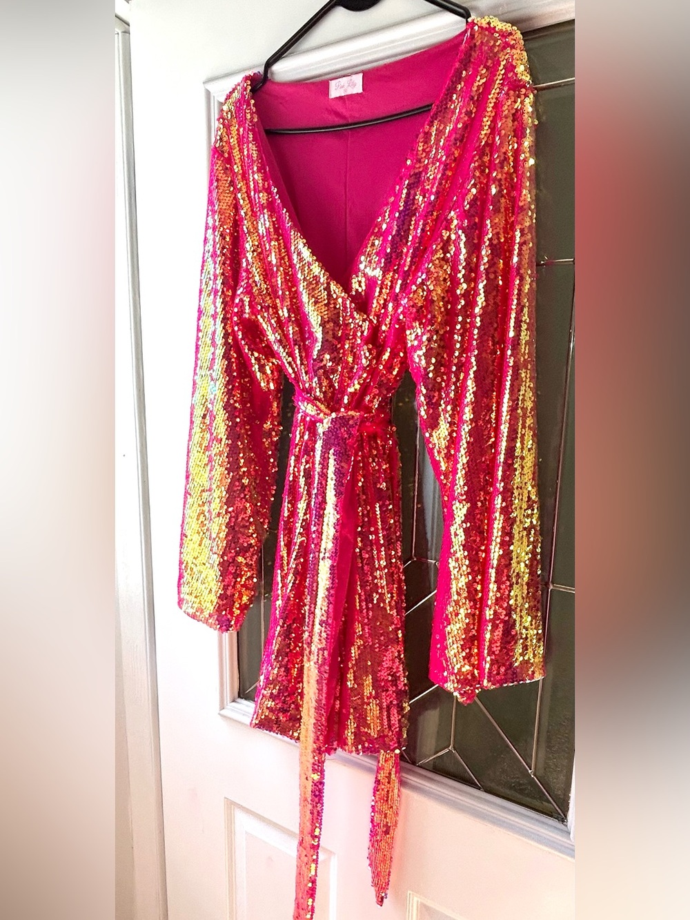 Pink Lily Bright Pink Wrap Dress
